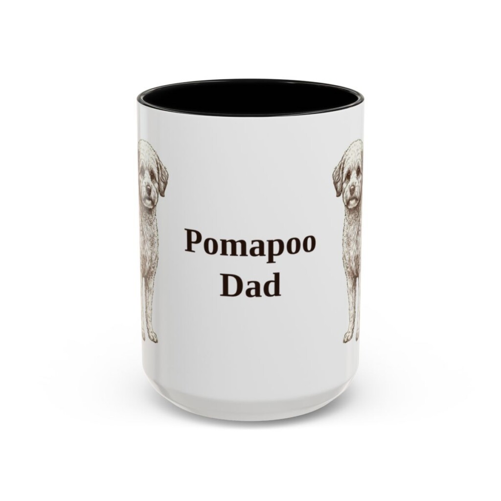 15oz Pomapoo Dog Dad Mug, Black, front view