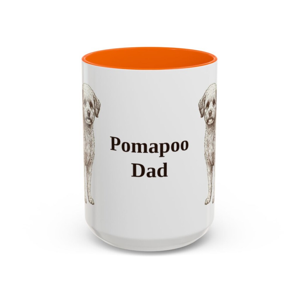 15oz Pomapoo Dog Dad Mug, Orange, front view