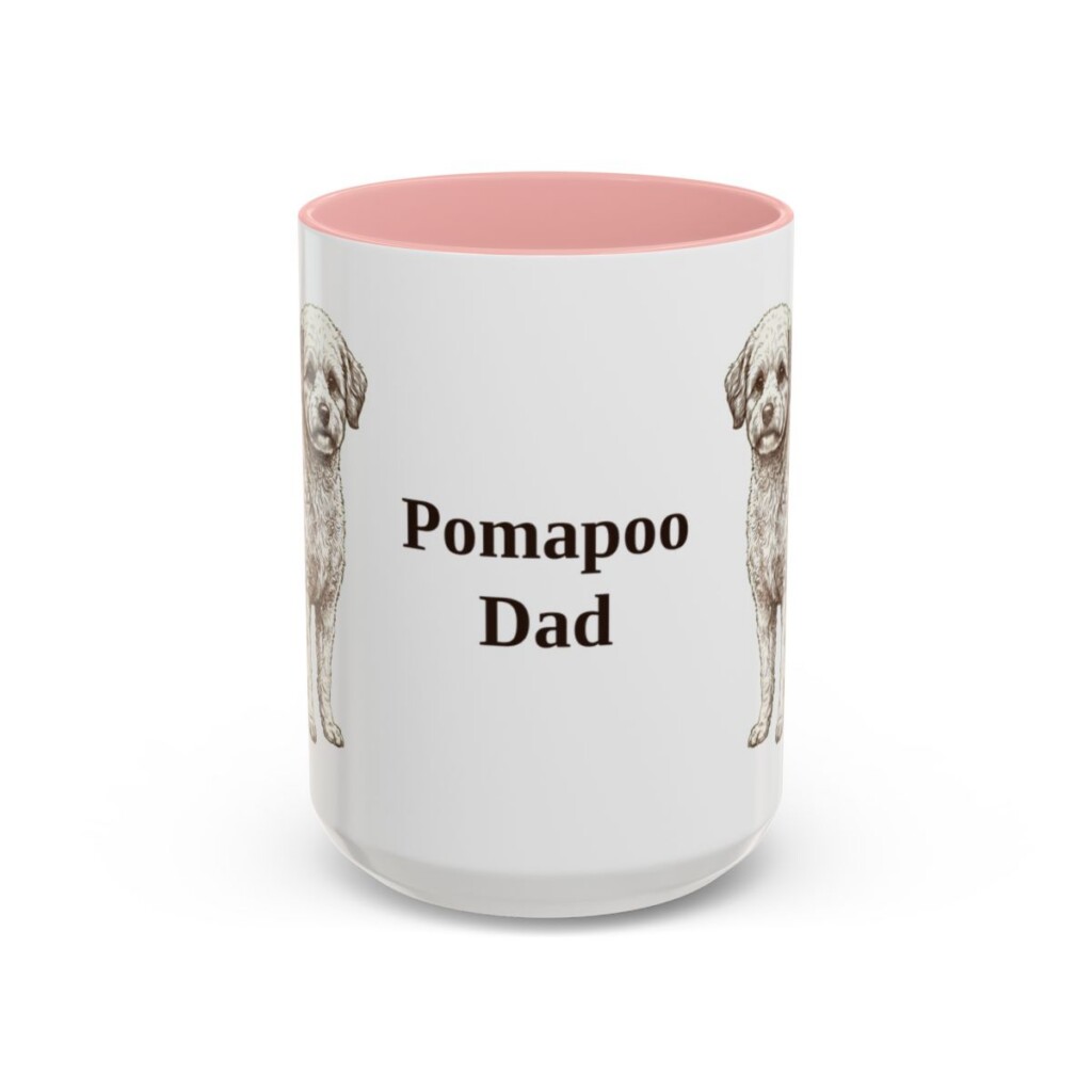 15oz Pomapoo Dog Dad Mug, Pink, front view