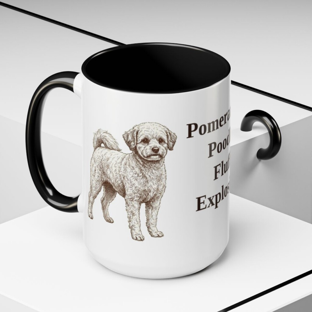 15oz Funny Pomapoo Mug, Black, lifestyle photo
