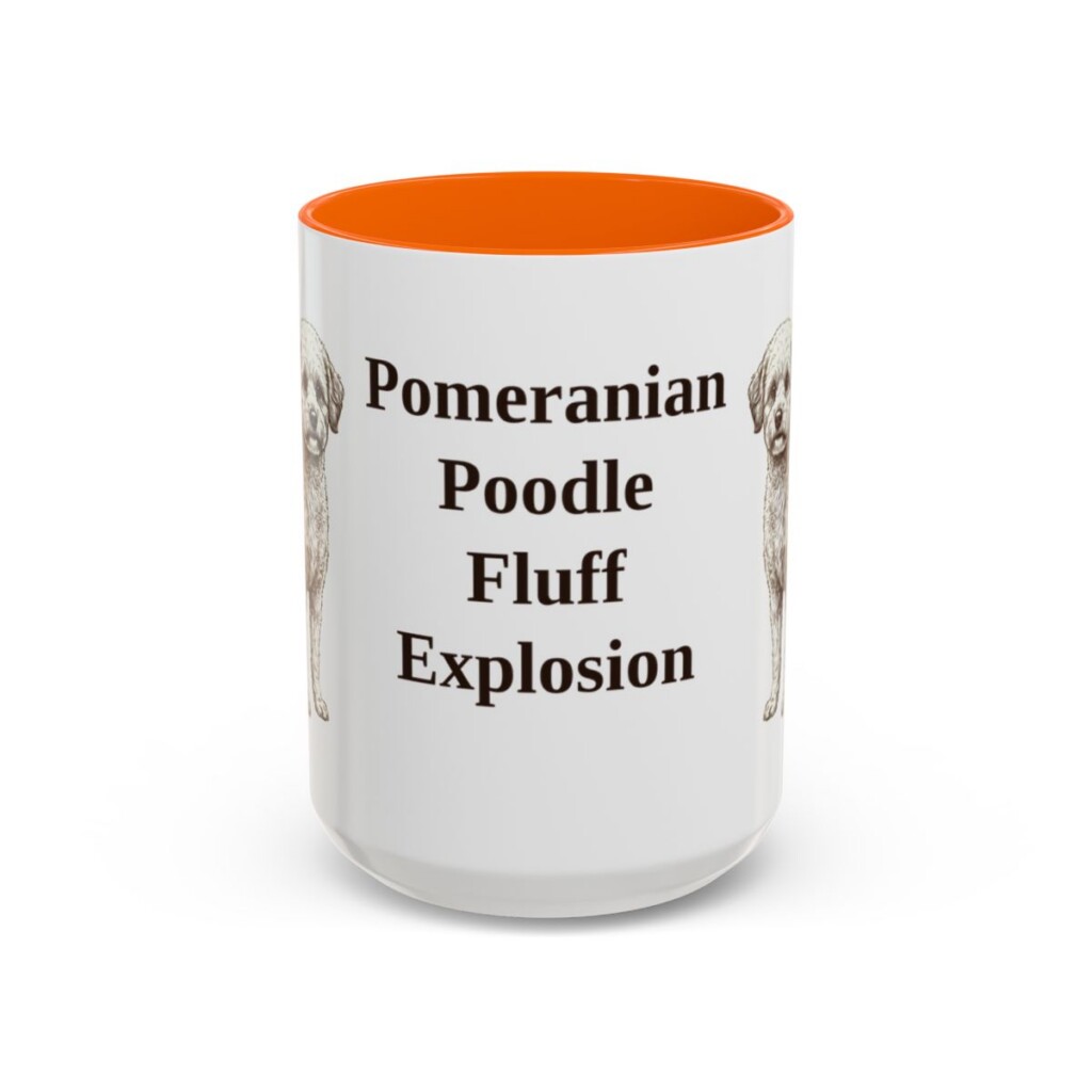 15oz Funny Pomapoo Mug, Orange, front view
