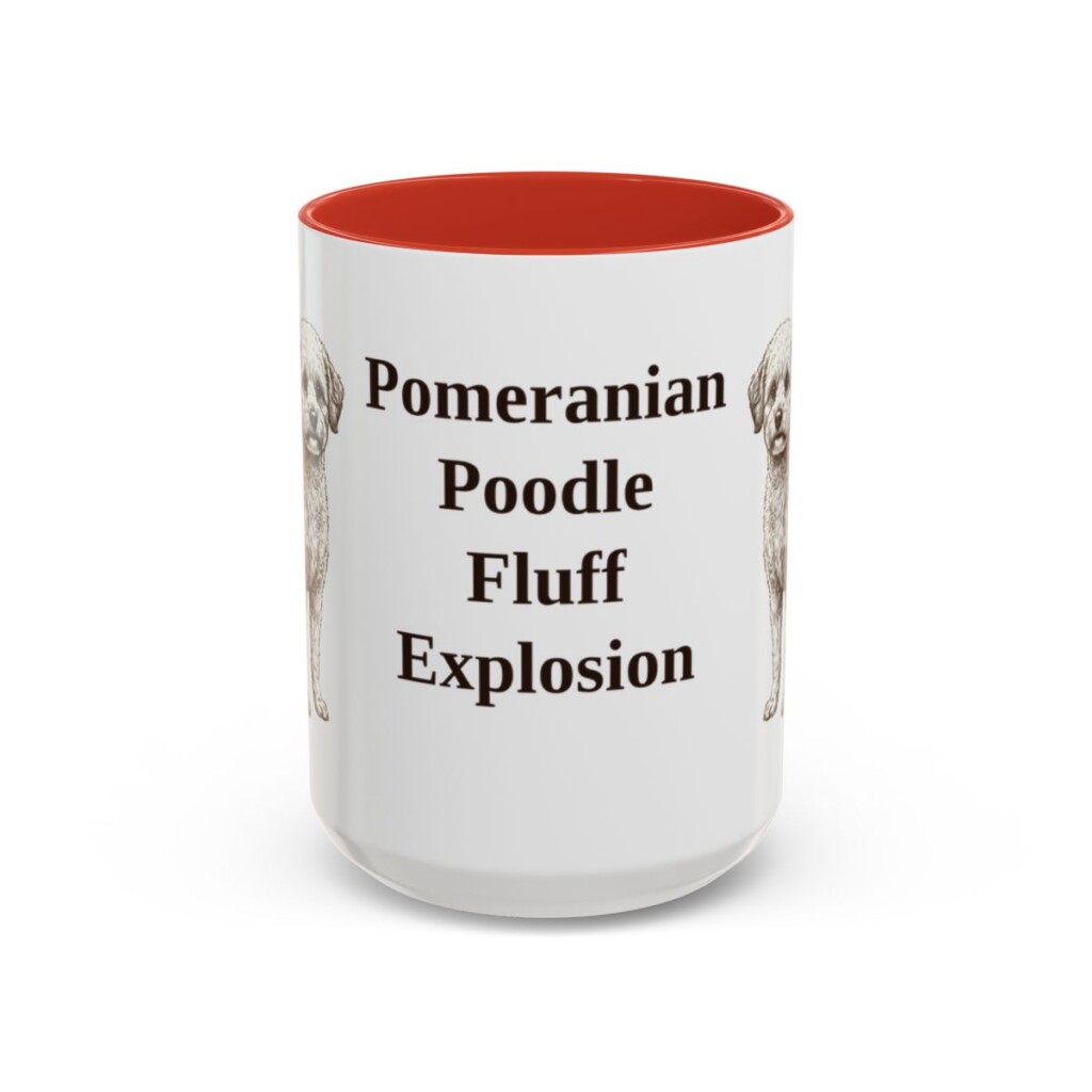 15oz Funny Pomapoo Mug, Red, front view