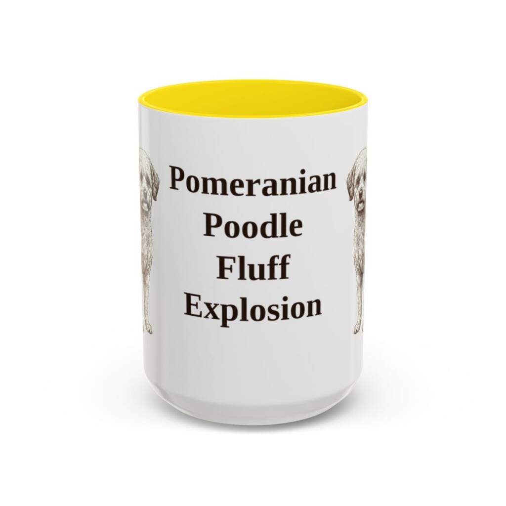15oz Funny Pomapoo Mug, Yellow, front view