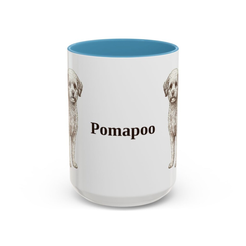 15oz Pomapoo Mug, Light Blue, front view