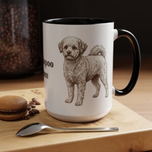 15oz-pomapoo-mug-mom-black 15oz Pomapoo Dog Mom Mug, Black, lifestyle photo