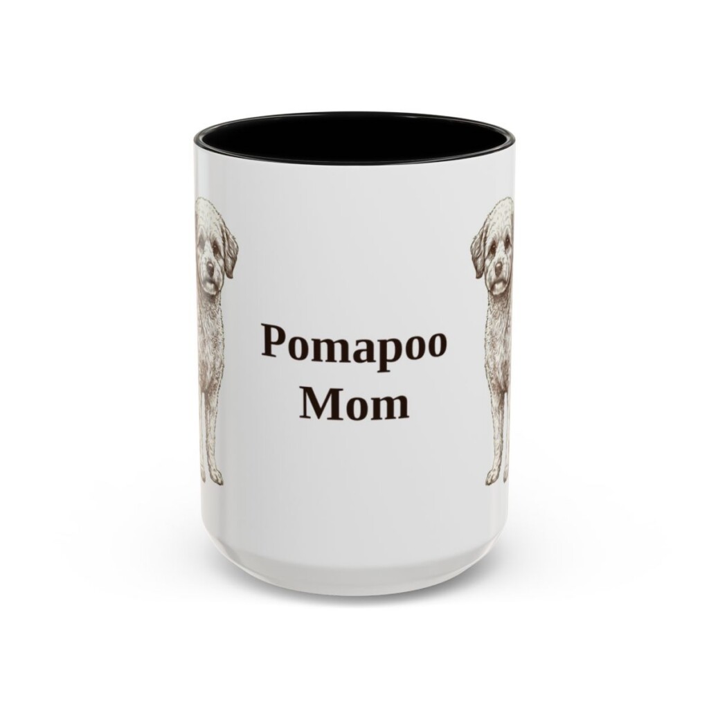 15oz Pomapoo Dog Mom Mug, Black, front view