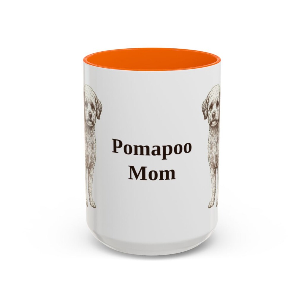 15oz Pomapoo Dog Mom Mug, Orange, front view