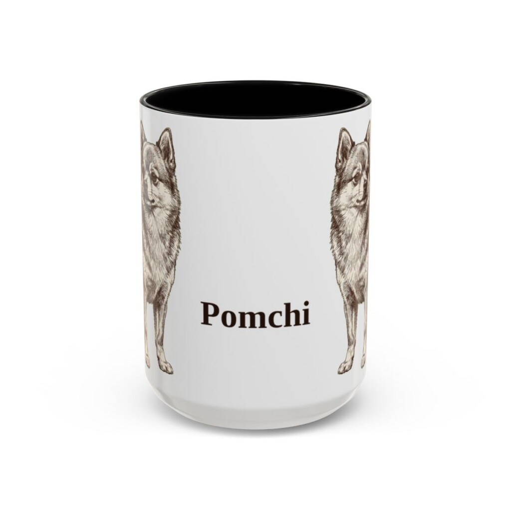 15oz Pomchi Mug, Black, front view