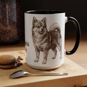 15oz Pomchi Dog Dad Mug, Black, lifestyle photo