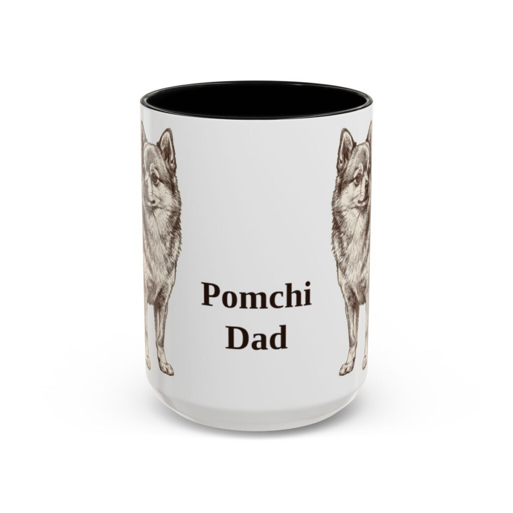 15oz-pomchi-mug-dad-black-front 15oz Pomchi Dog Dad Mug, Black, front view