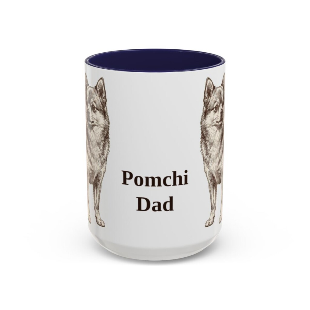 15oz-pomchi-mug-dad-navy 15oz Pomchi Dog Dad Mug, Navy, front view