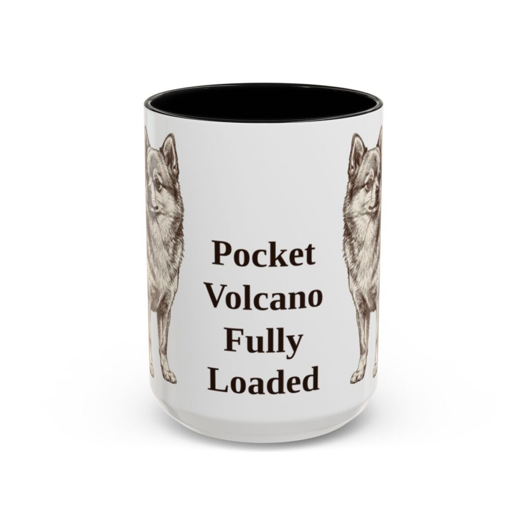 15oz Funny Pomchi Mug, Black, front view