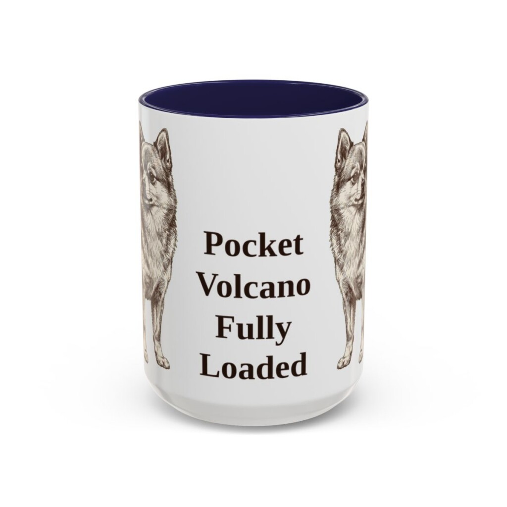 15oz Funny Pomchi Mug, Navy, front view