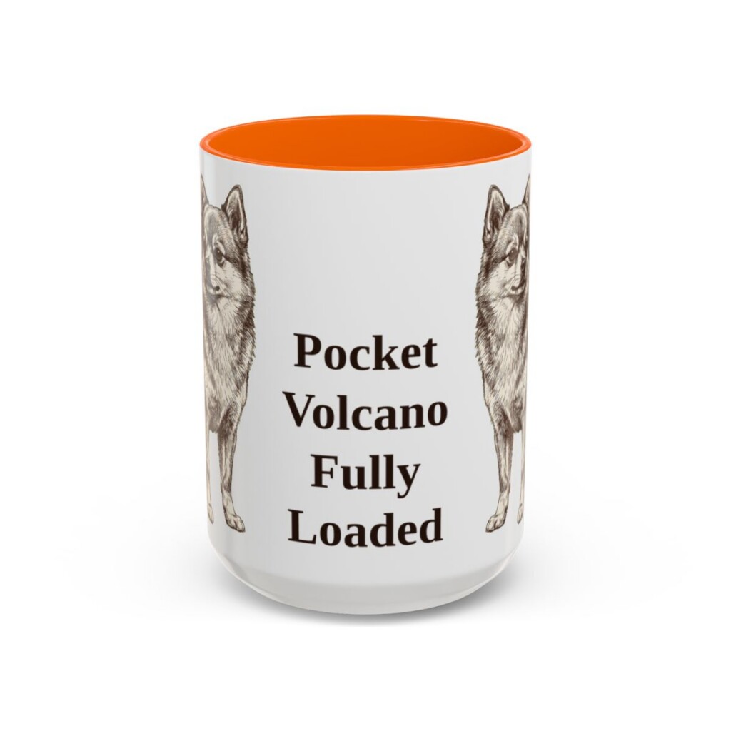 15oz Funny Pomchi Mug, Orange, front view