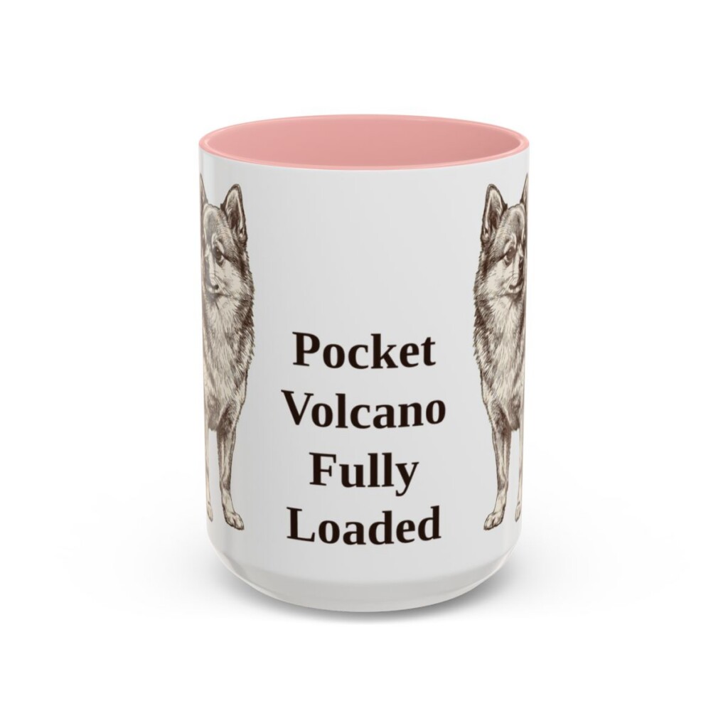 15oz Funny Pomchi Mug, Pink, front view