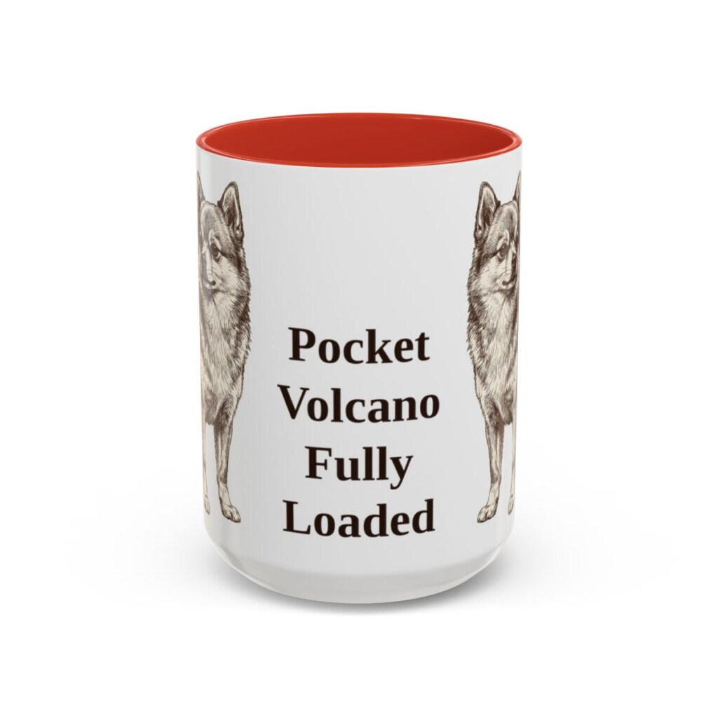 15oz Funny Pomchi Mug, Red, front view