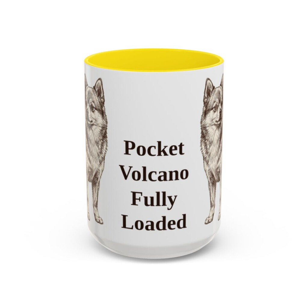 15oz Funny Pomchi Mug, Yellow, front view