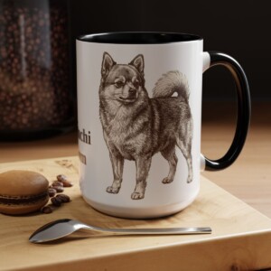 15oz Pomchi Dog Mom Mug, Black, lifestyle photo