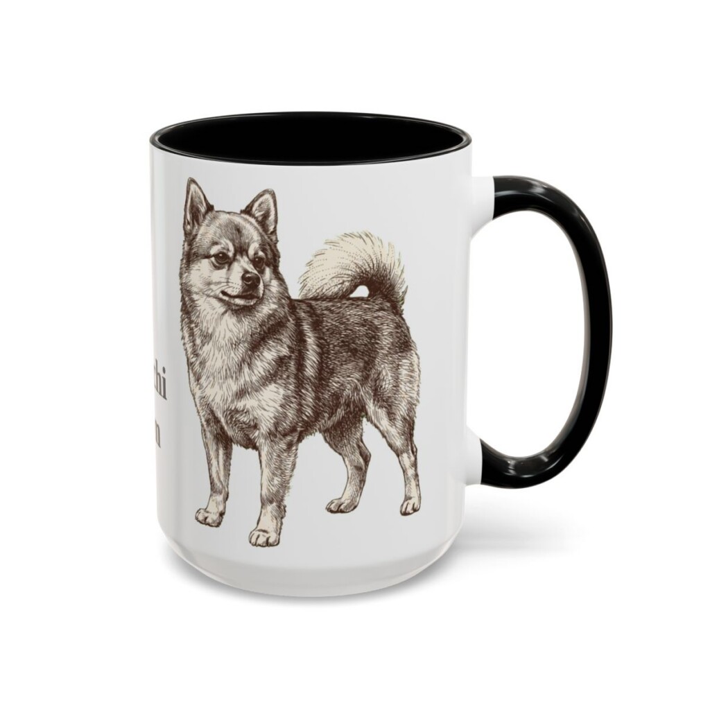15oz Pomchi Dog Mom Mug, Black, right side view