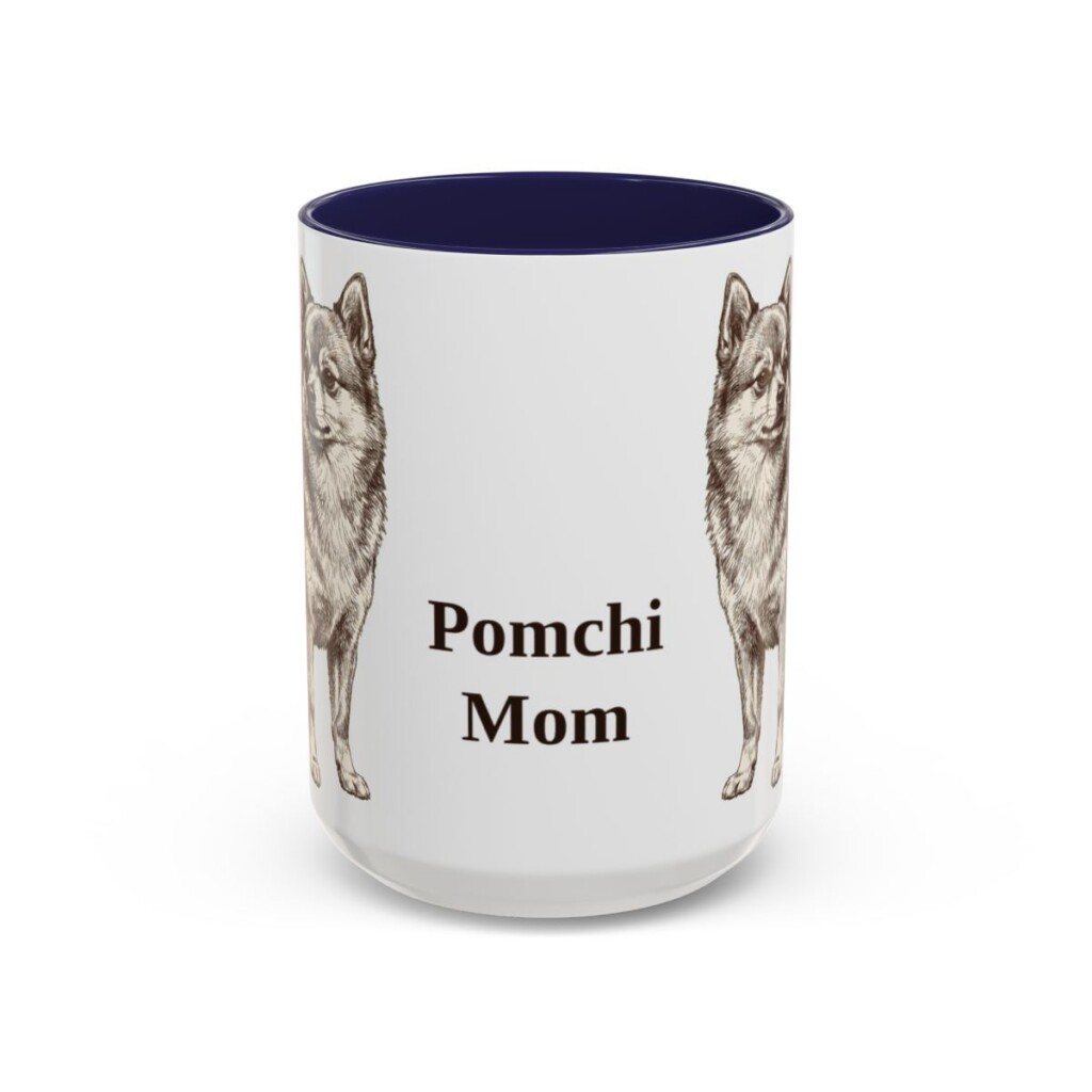 15oz Pomchi Dog Mom Mug, Navy, front view