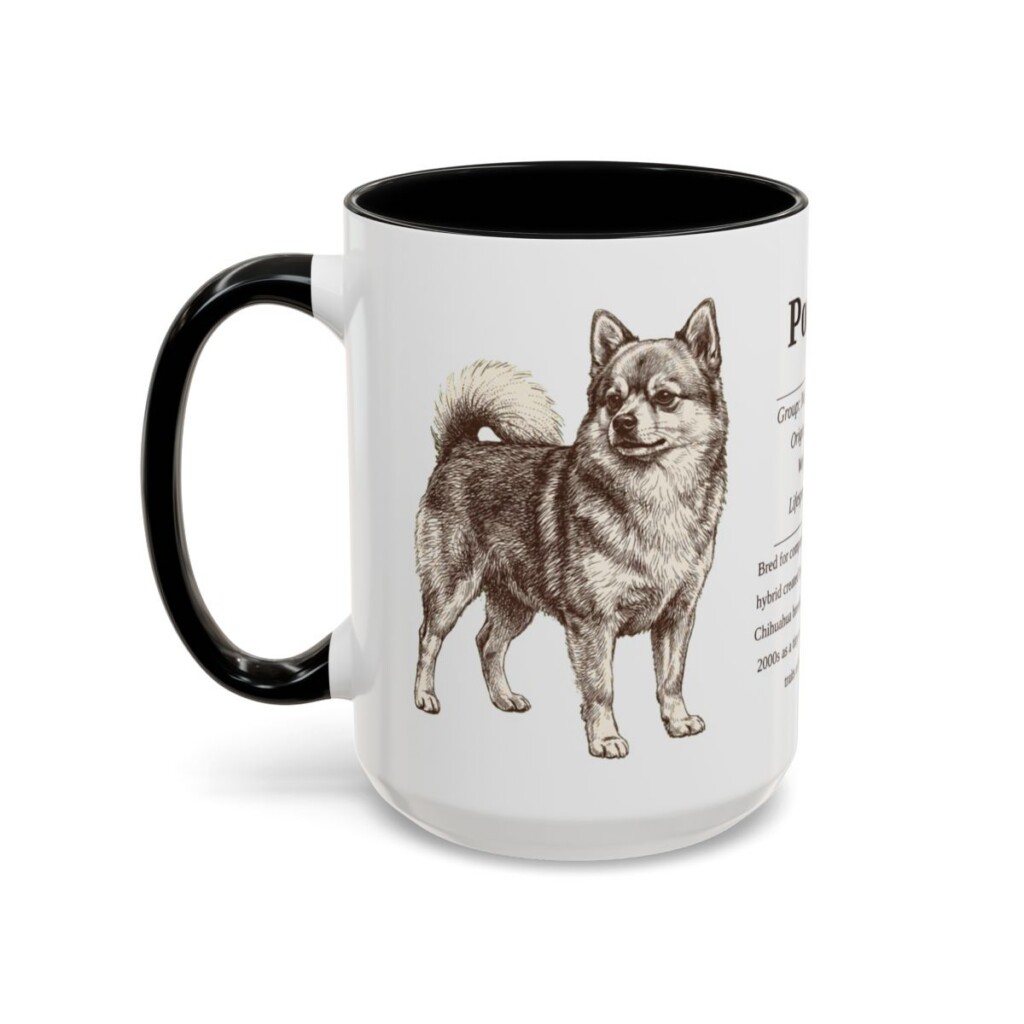 15oz Pomchi Mug, Black, left side view