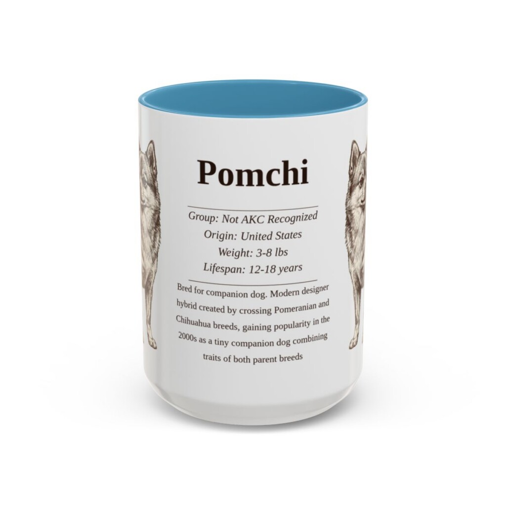 15oz Pomchi Mug, Light Blue, front view