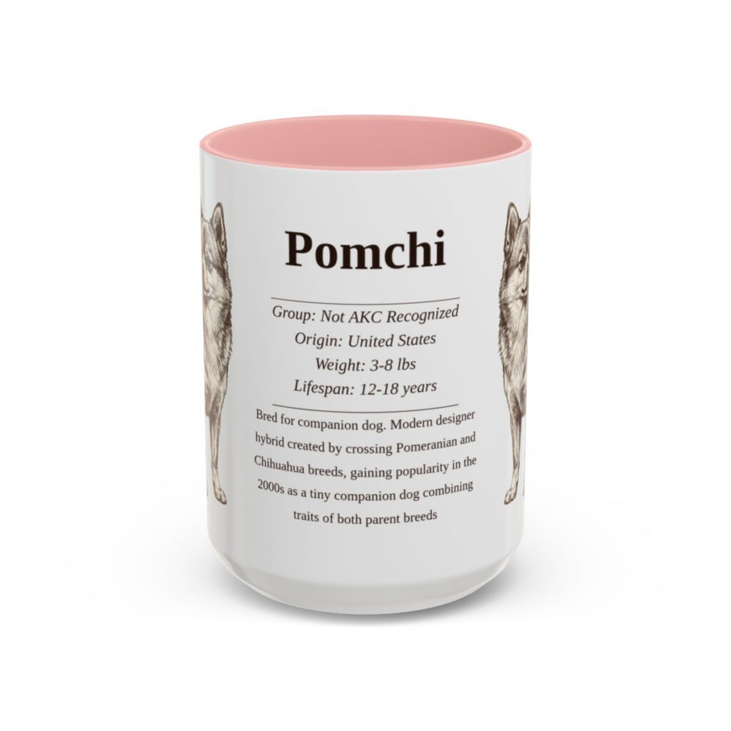 15oz Pomchi Mug, Pink, front view