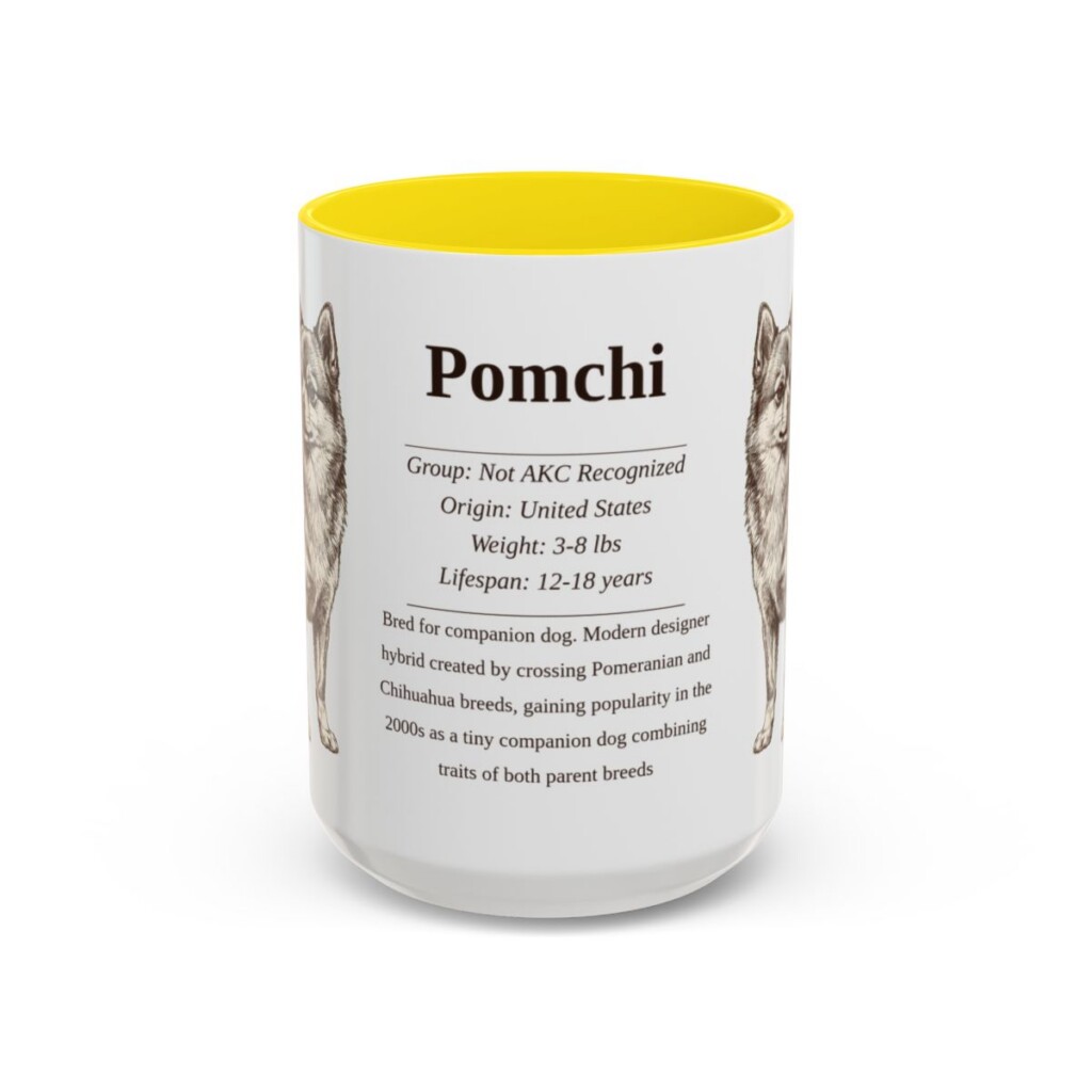 15oz Pomchi Mug, Yellow, front view