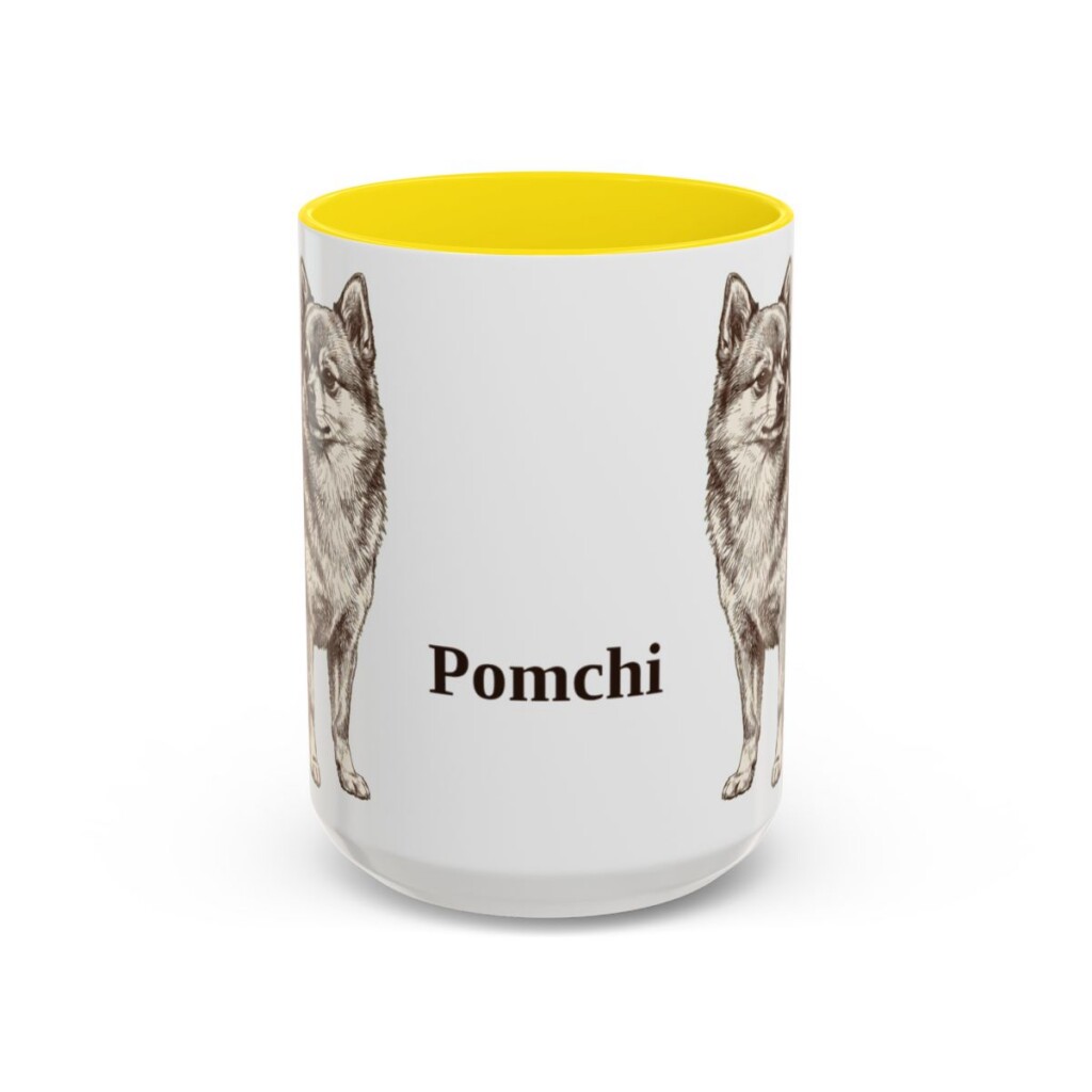 15oz Pomchi Mug, Yellow, front view