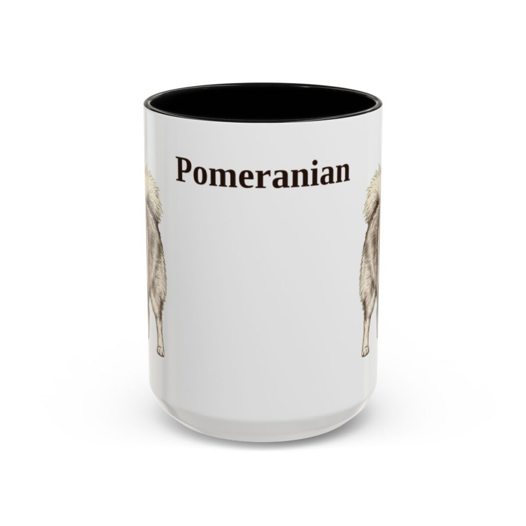 15oz Pomeranian Mug, Black, front view