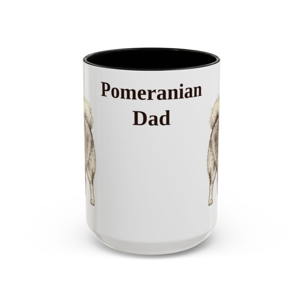 15oz Pomeranian Dog Dad Mug, Black, front view