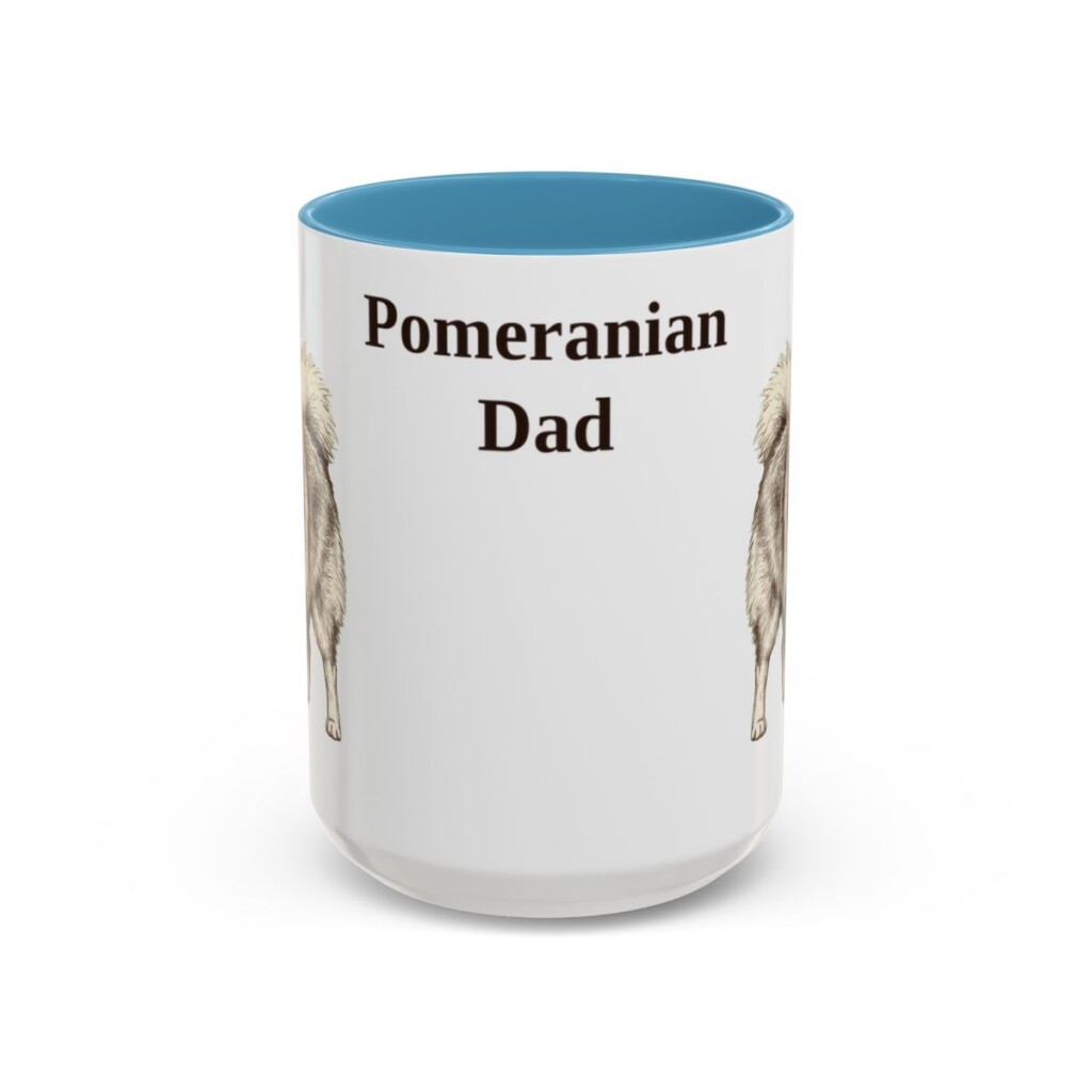 15oz Pomeranian Dog Dad Mug, Light Blue, front view