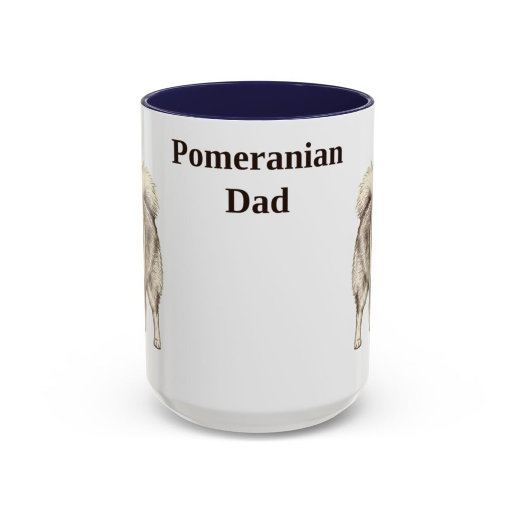 15oz Pomeranian Dog Dad Mug, Navy, front view