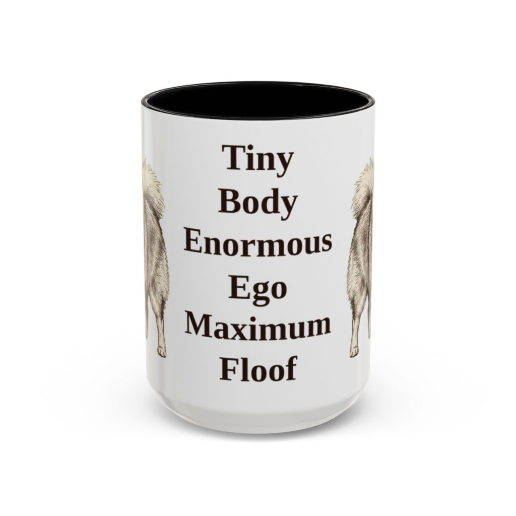 15oz Funny Pomeranian Mug, Black, front view