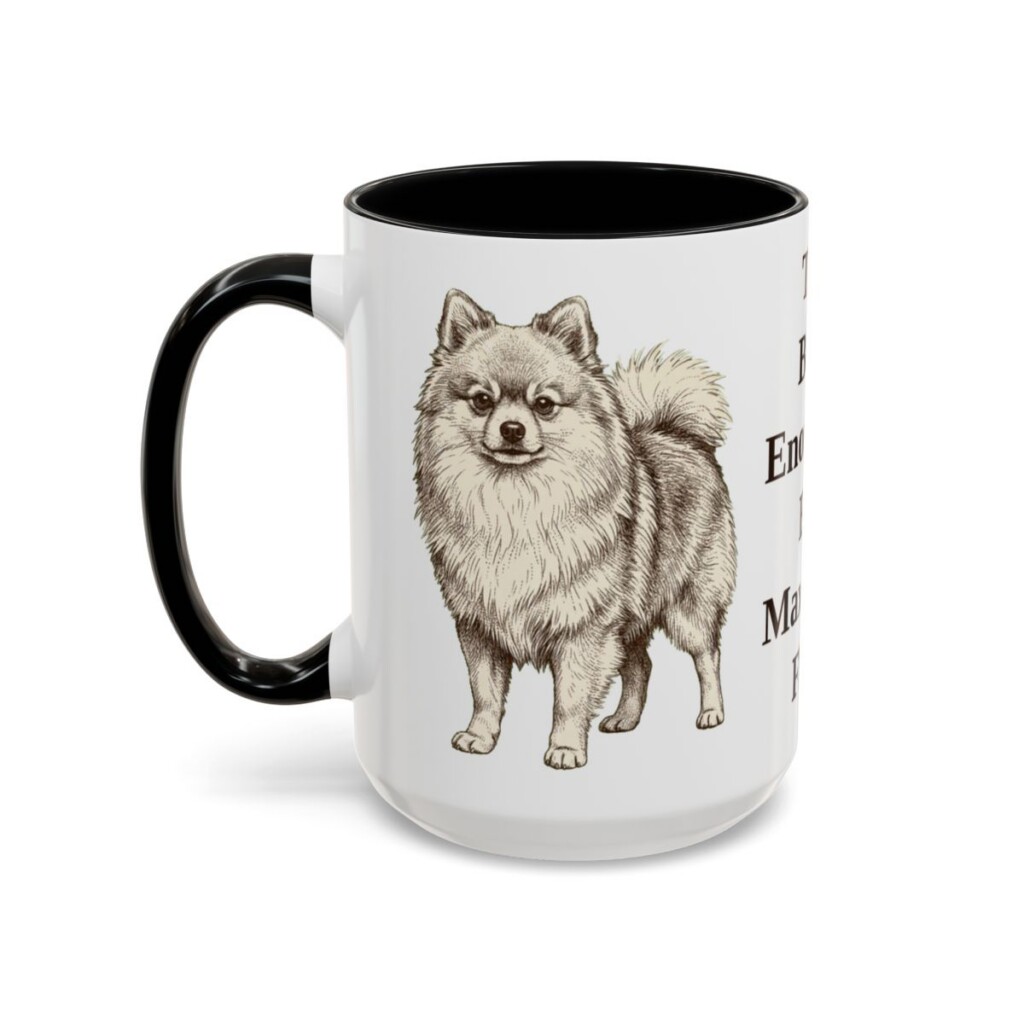 15oz Funny Pomeranian Mug, Black, left side view