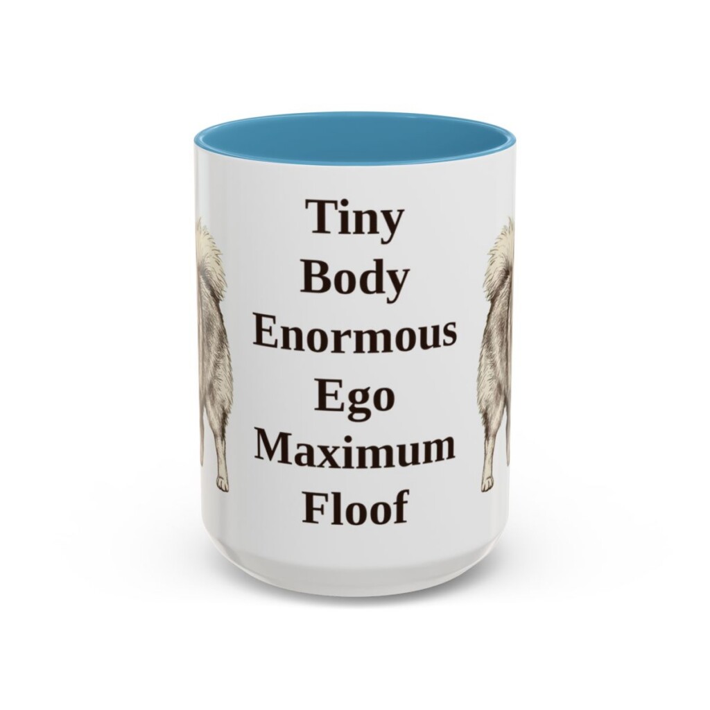 15oz Funny Pomeranian Mug, Light Blue, front view