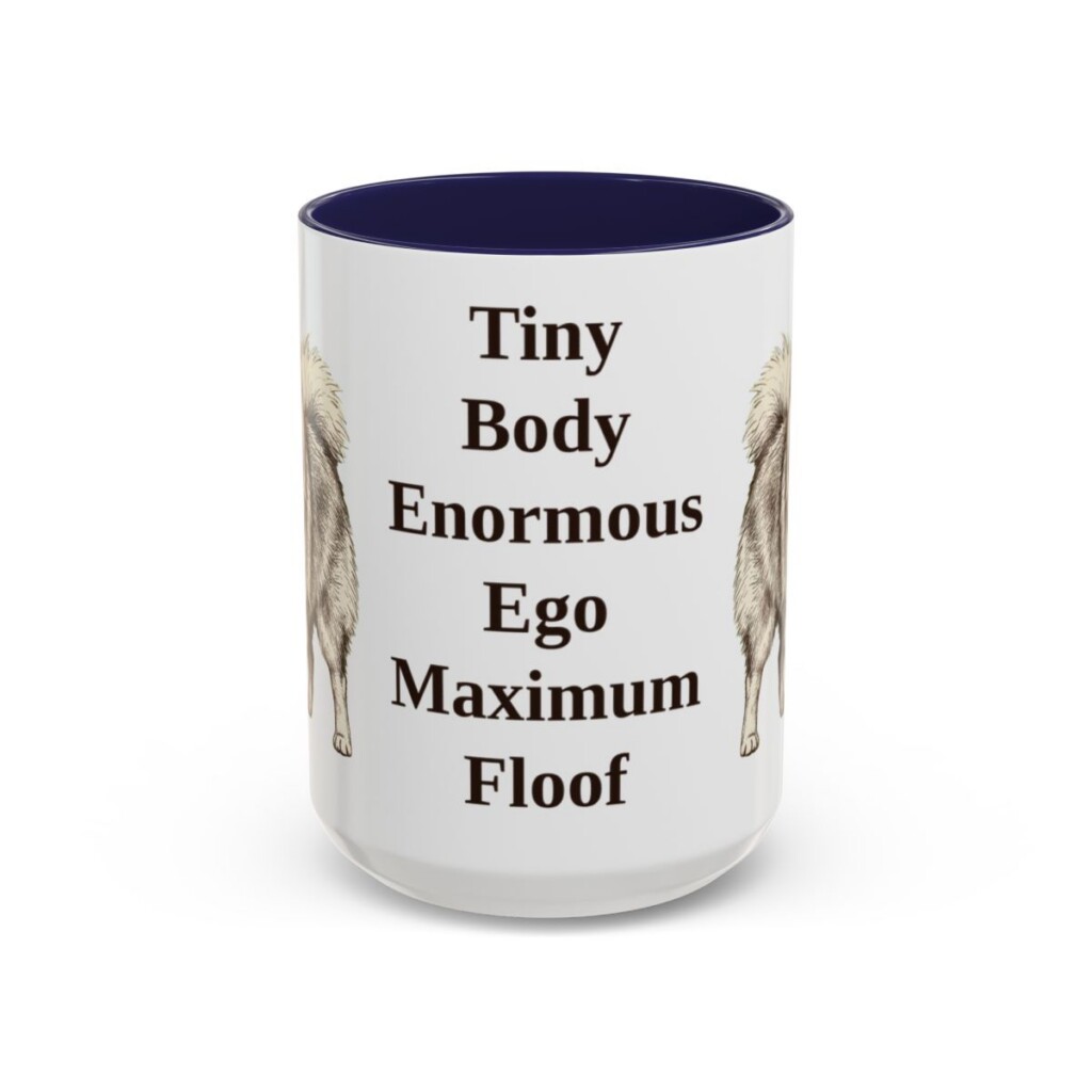 15oz Funny Pomeranian Mug, Navy, front view