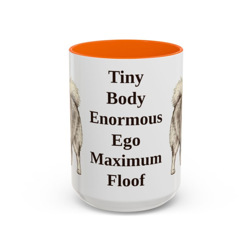 15oz Funny Pomeranian Mug, Orange, front view