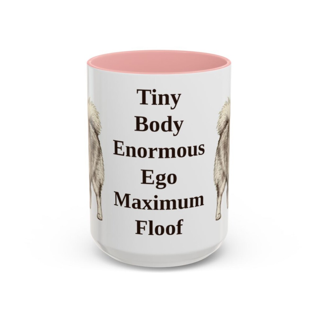 15oz Funny Pomeranian Mug, Pink, front view