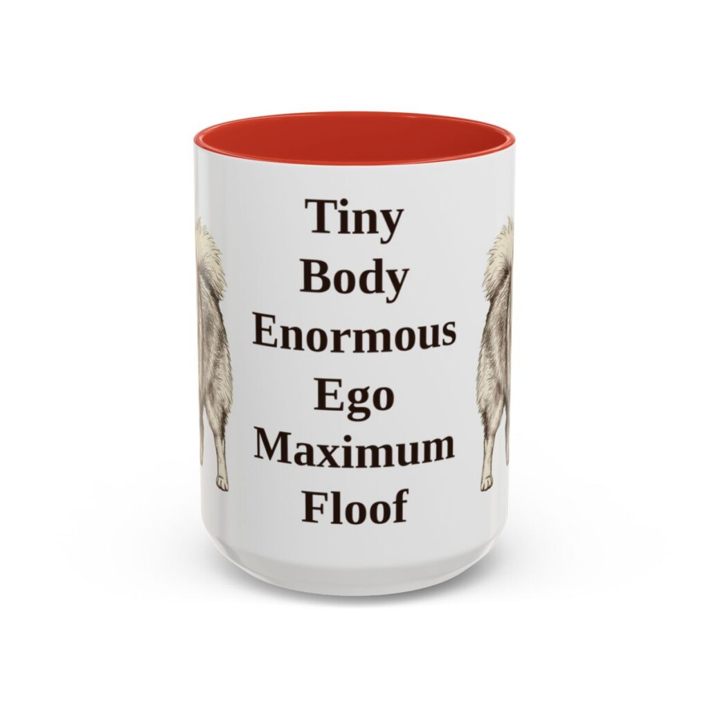 15oz Funny Pomeranian Mug, Red, front view