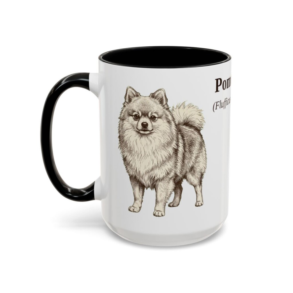 15oz Pomeranian Latin Mug, Black, left side view