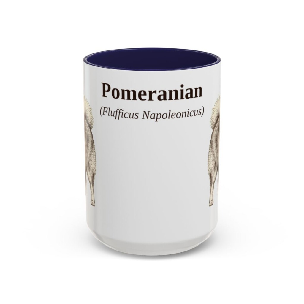 15oz Pomeranian Latin Mug, Navy, front view