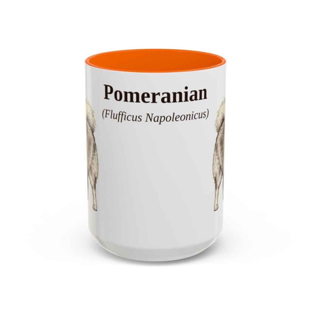 15oz Pomeranian Latin Mug, Orange, front view