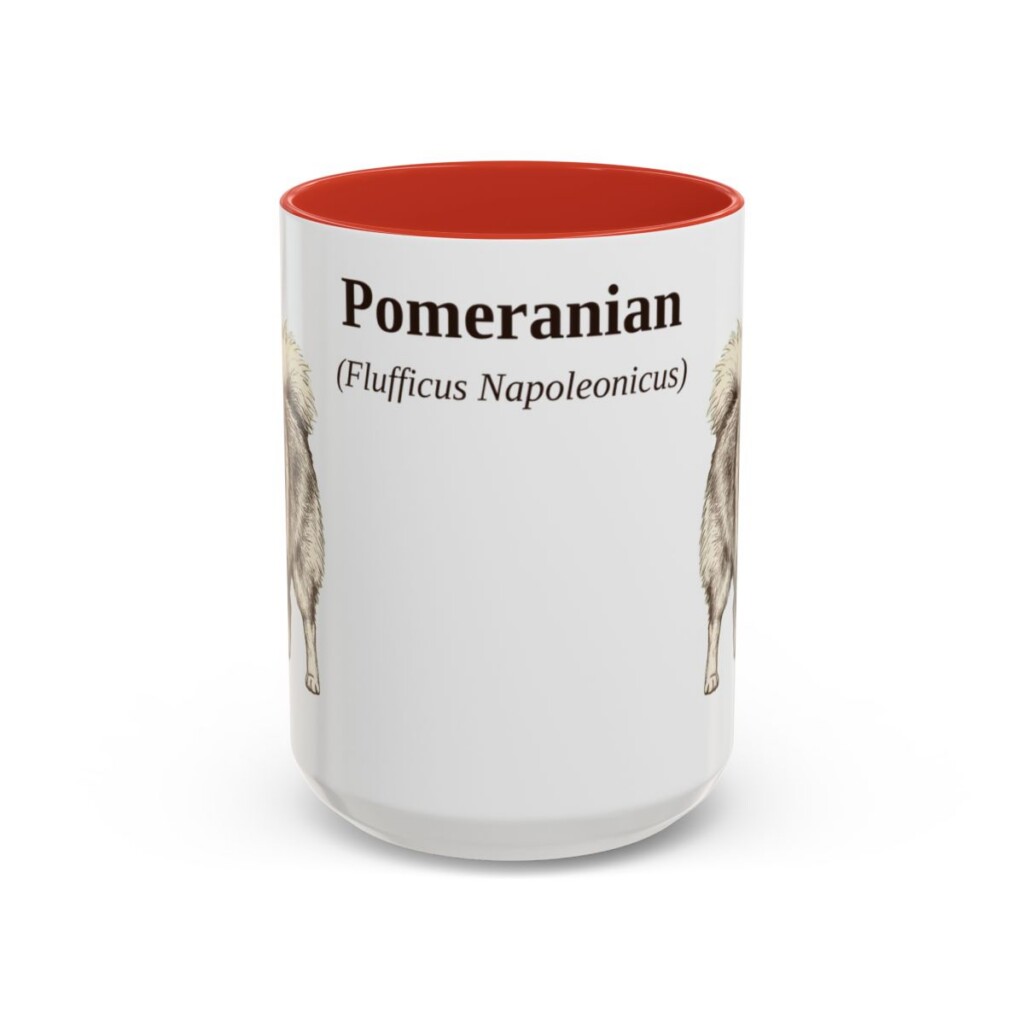 15oz Pomeranian Latin Mug, Red, front view