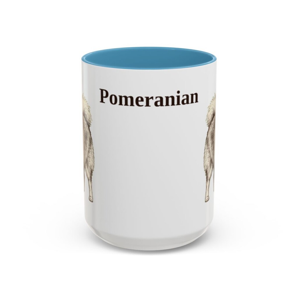 15oz Pomeranian Mug, Light Blue, front view