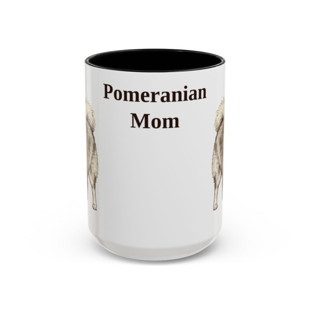 15oz Pomeranian Dog Mom Mug, Black, front view