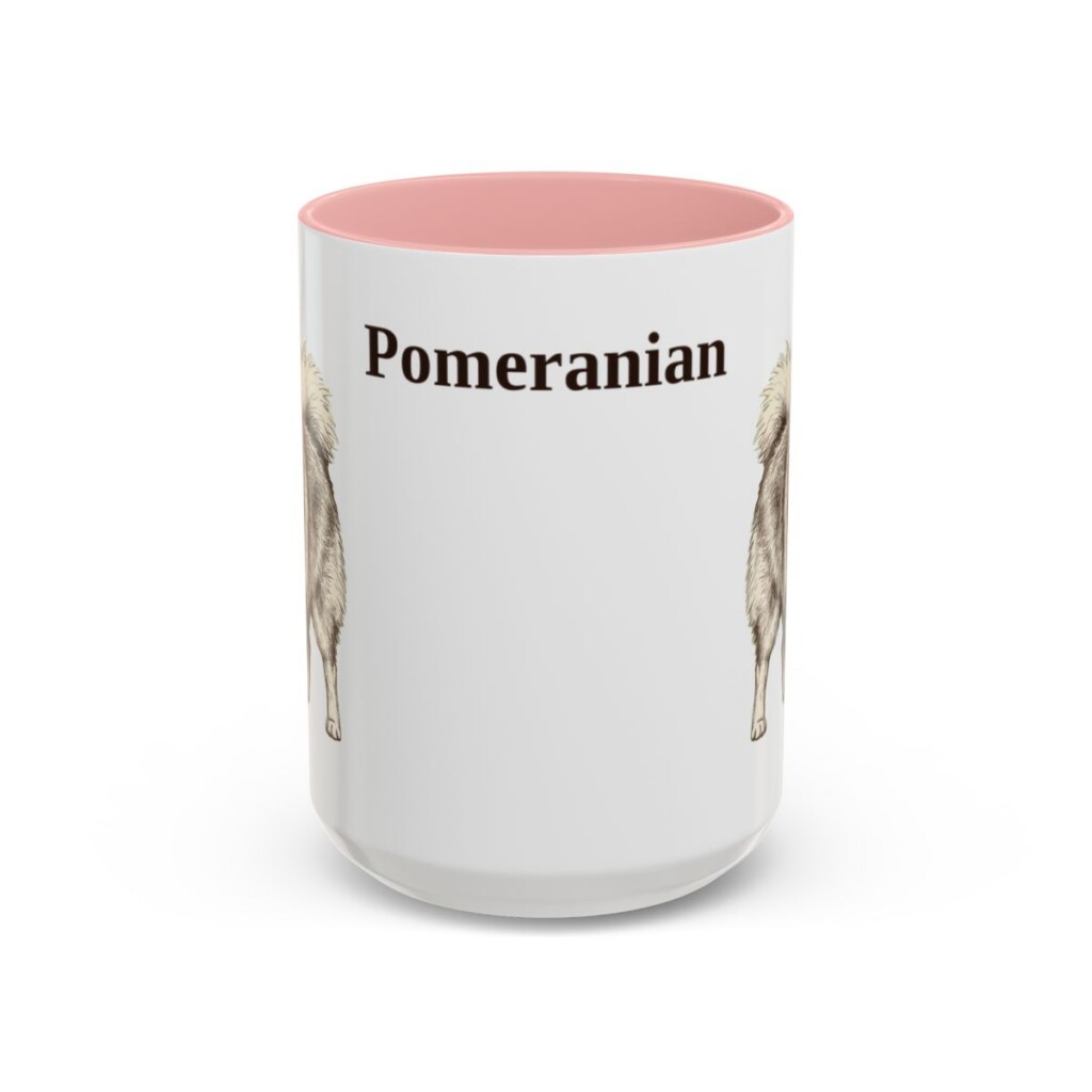 15oz Pomeranian Mug, Pink, front view