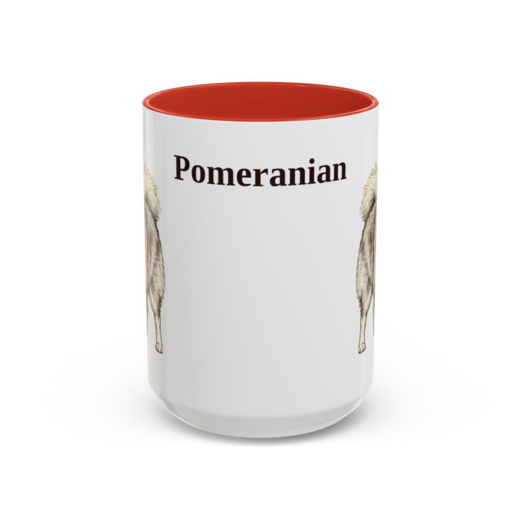 15oz Pomeranian Mug, Red, front view