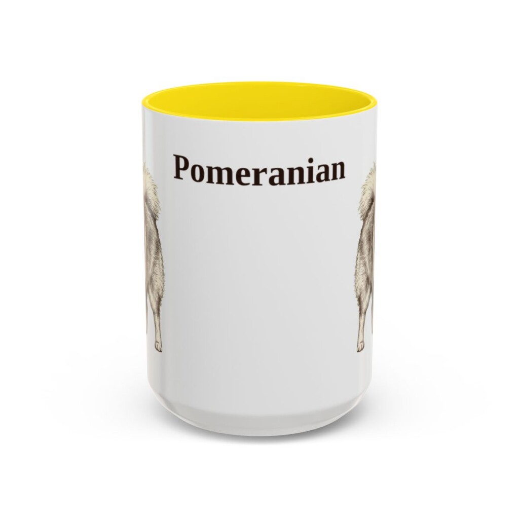 15oz Pomeranian Mug, Yellow, front view
