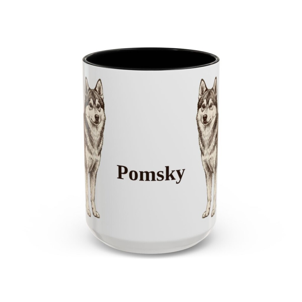 15oz Pomsky Mug, Black, front view